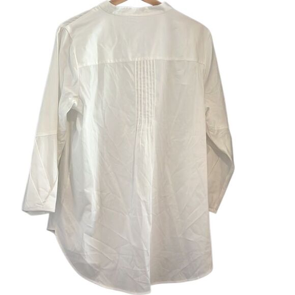 Soft Surroundings White Pleated V Neck Pullover Tunic Top Size Large - Picture 3 of 12